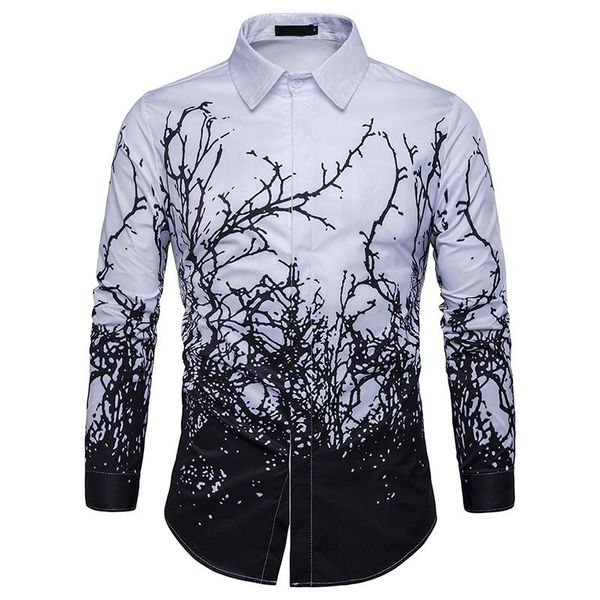 new fashion spring tree branches printing men shirts lapel camisa masculina with long sleeves casual style slim fit man shirt, White;black
new fashion spring tree branches printing men shirts lapel camisa masculina with long sleeves casual style slim fit man shirt, White;black