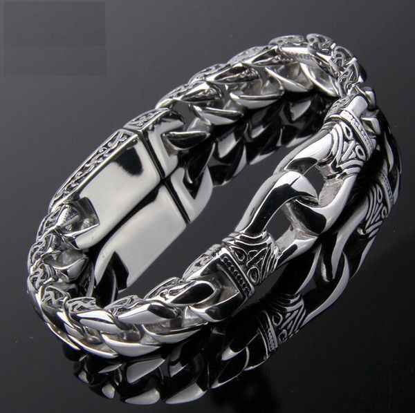 punk rock men biker curb cuban chain bracelets stainless steel retro silver color bike bracelet bangle jewelry 17-23cm link,, Black
punk rock men biker curb cuban chain bracelets stainless steel retro silver color bike bracelet bangle jewelry 17-23cm link,, Black