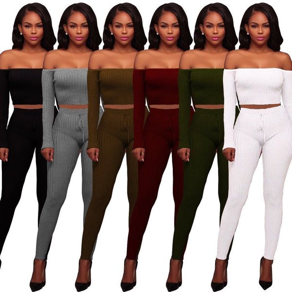 fashion two piece outfits off shoulder fall clothing for women