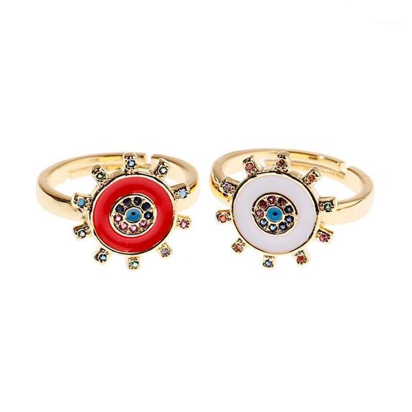 luxury women's cz gold copper evil eye open rings classic white&red dripping oil adjustable anniversary jewelry1, Slivery;golden
luxury women's cz gold copper evil eye open rings classic white&red dripping oil adjustable anniversary jewelry1, Slivery;golden