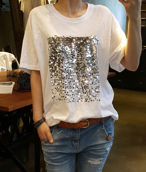 2021 new plus size 100% cotton sequined t shirt women summer korean harajuku loose large tshirt white short-sleeved t-shirt sapr
2021 new plus size 100% cotton sequined t shirt women summer korean harajuku loose large tshirt white short-sleeved t-shirt sapr
