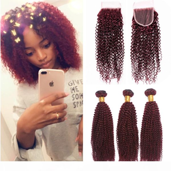 #99j wine red kinky curly human hair lace clsoure 4x4 with bundles kinky curly burgundy red brazilian human hair weaves with closure, Black
#99j wine red kinky curly human hair lace clsoure 4x4 with bundles kinky curly burgundy red brazilian human hair weaves with closure, Black