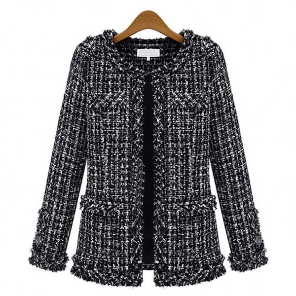 s-4xl autumn winter black white plaid women coats long sleeve large size jacket short coat casual outwear plus size coat jacket, Black;brown
s-4xl autumn winter black white plaid women coats long sleeve large size jacket short coat casual outwear plus size coat jacket, Black;brown