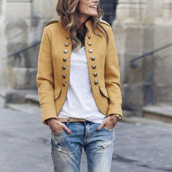 women lady long sleeve buttons solid color suit coat for autumn winter party h9, White;black
women lady long sleeve buttons solid color suit coat for autumn winter party h9, White;black