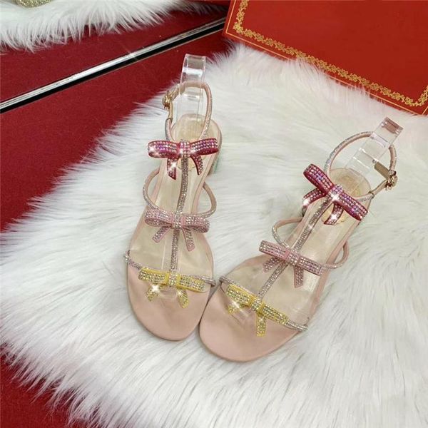 women's crystal butterfly-knot gladiator sandals med heel rubber sole fashion shoes 2021 summer party women desiger, Black
women's crystal butterfly-knot gladiator sandals med heel rubber sole fashion shoes 2021 summer party women desiger, Black