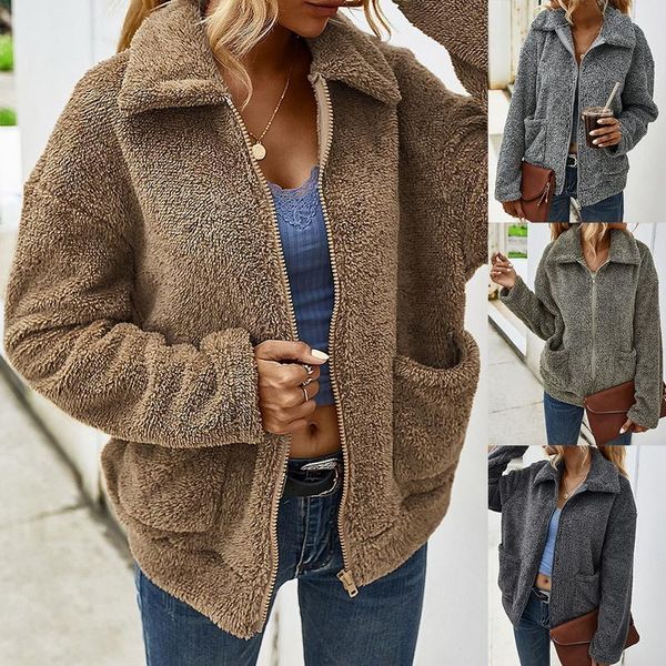 women's jackets autumn winter faux fur coats women warm soft fleece jacket solid zipper fluffy outerwear female casual overcoat, Black;brown
women's jackets autumn winter faux fur coats women warm soft fleece jacket solid zipper fluffy outerwear female casual overcoat, Black;brown