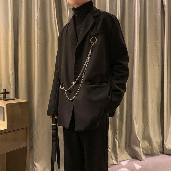 women's suits & blazers autumn style black casual suit metal chain decoration men and women korean loose wild jacket woman, White;black
women's suits & blazers autumn style black casual suit metal chain decoration men and women korean loose wild jacket woman, White;black