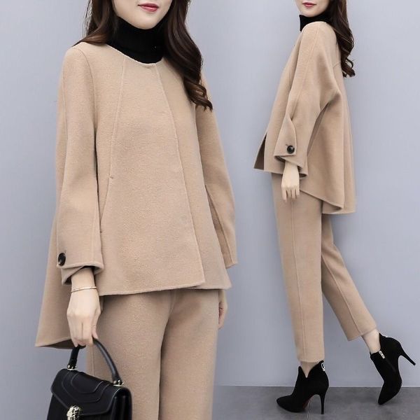 fn467 woolen two sleeve suit autumn women's winter new large and long piece jacket pants fashion dragon and phoenix sleeve clip wool ja, Gray
fn467 woolen two sleeve suit autumn women's winter new large and long piece jacket pants fashion dragon and phoenix sleeve clip wool ja, Gray
