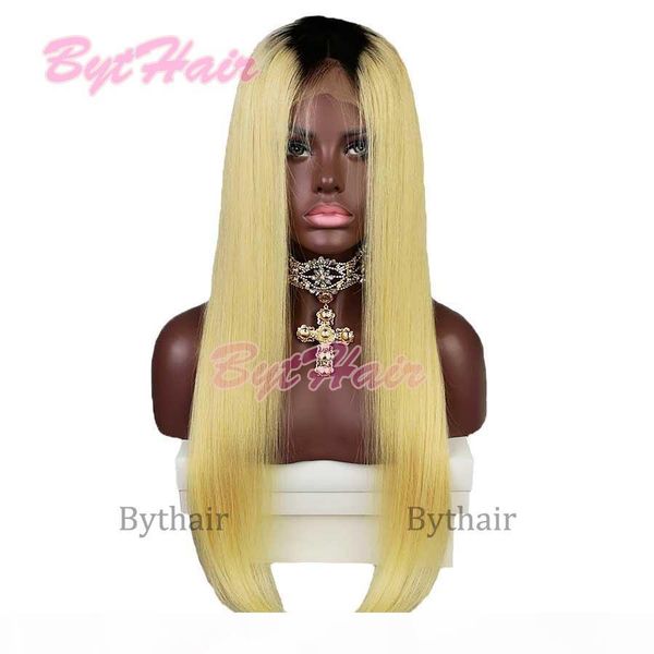 bythair ombre blonde # 1b # 613 шелковистых прямых человеческих волос полного парик шнурка волос remy 150% плотность переднего парик шнурка, Black;brown 
bythair ombre blonde # 1b # 613 шелковистых прямых человеческих волос полного парик шнурка волос remy 150% плотность переднего парик шнурка, Black;brown