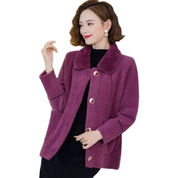 women's wool & blends imitation gold coat women short autumn winter elderly lady loose oversized outer jacket knit cardigan thicken ove, Black
women's wool & blends imitation gold coat women short autumn winter elderly lady loose oversized outer jacket knit cardigan thicken ove, Black