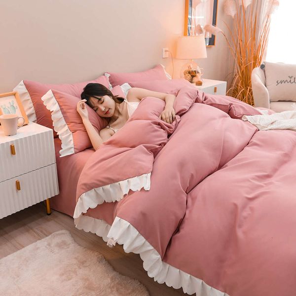 korean version solid color lace four piece set skin friendly cotton bed skirt bedding sheet quilt cover gift
korean version solid color lace four piece set skin friendly cotton bed skirt bedding sheet quilt cover gift