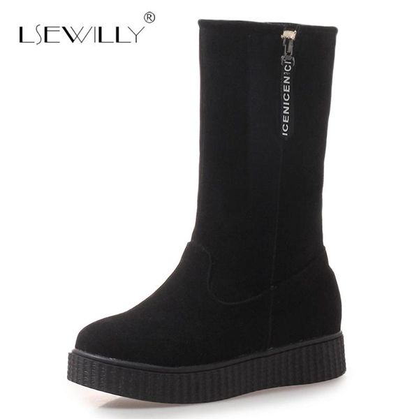 lsewilly fashion women boots black gray new winter ladies mid calf boots round toe add fur platform half keep warm s955
lsewilly fashion women boots black gray new winter ladies mid calf boots round toe add fur platform half keep warm s955