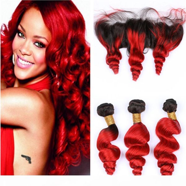 dark root #1b red ombre brazilian virgin human hair bundles loose wave with frontal bright red ombre 13x4 lace frontal closure with weaves, Black;brown
dark root #1b red ombre brazilian virgin human hair bundles loose wave with frontal bright red ombre 13x4 lace frontal closure with weaves, Black;brown