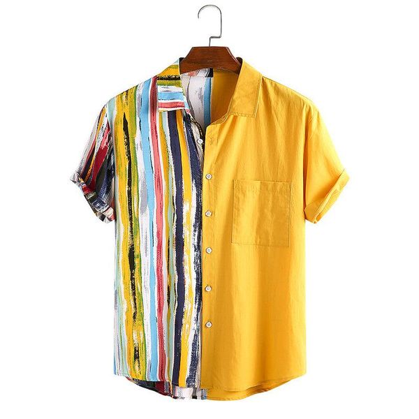 men's casual shirts 2021 striped stitching shirt youth summer printed double color, White;black
men's casual shirts 2021 striped stitching shirt youth summer printed double color, White;black