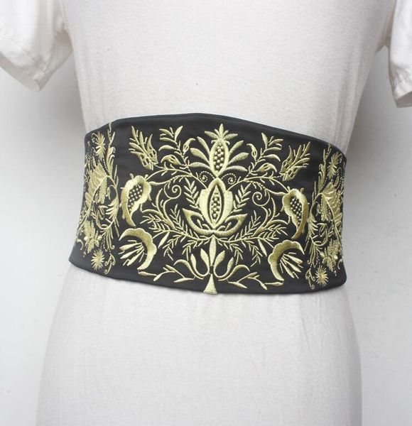 women's runway fashion embroidery elastic satin cummerbunds female dress corsets waistband belts decoration wide belt r1590, Black;brown
women's runway fashion embroidery elastic satin cummerbunds female dress corsets waistband belts decoration wide belt r1590, Black;brown