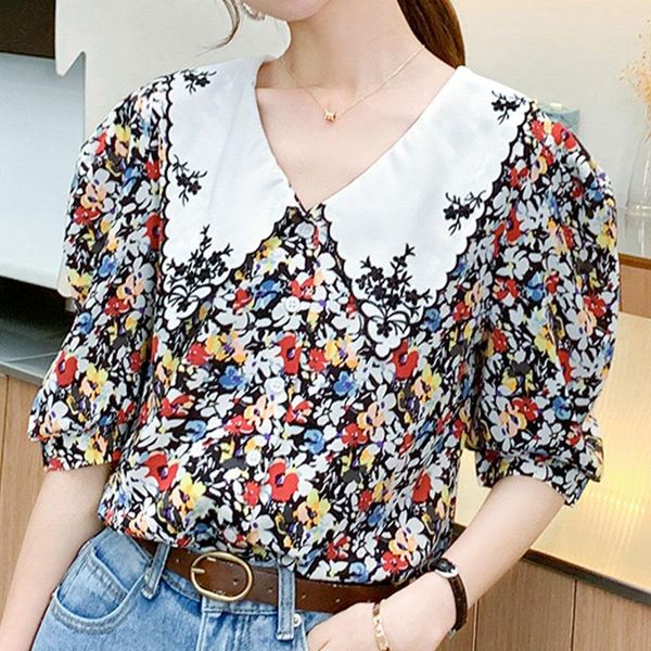women's blouses & shirts blouse women 2021 summer short sleeve shirt v-neck print chiffon blusas camisas mujer d140, White
women's blouses & shirts blouse women 2021 summer short sleeve shirt v-neck print chiffon blusas camisas mujer d140, White