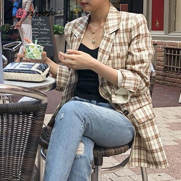 conmoto autumn winter women fashion plaid blazer female fall 2020 long sleeve blazer jackets ladies elegant jackets coats, White;black
conmoto autumn winter women fashion plaid blazer female fall 2020 long sleeve blazer jackets ladies elegant jackets coats, White;black