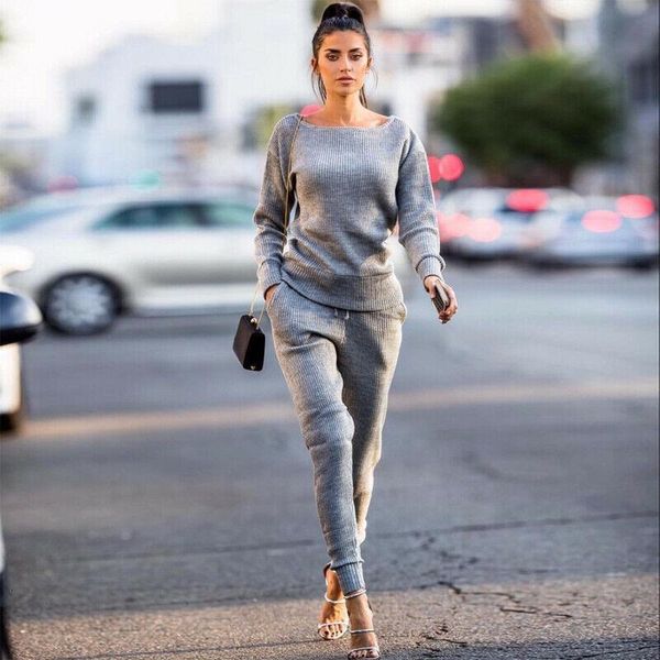 women knitted tracksuits casual solid ribbed 2pcs sets long sleeve sweatshirts+pencil pants set knit loung wear female sportwear, Gray
women knitted tracksuits casual solid ribbed 2pcs sets long sleeve sweatshirts+pencil pants set knit loung wear female sportwear, Gray