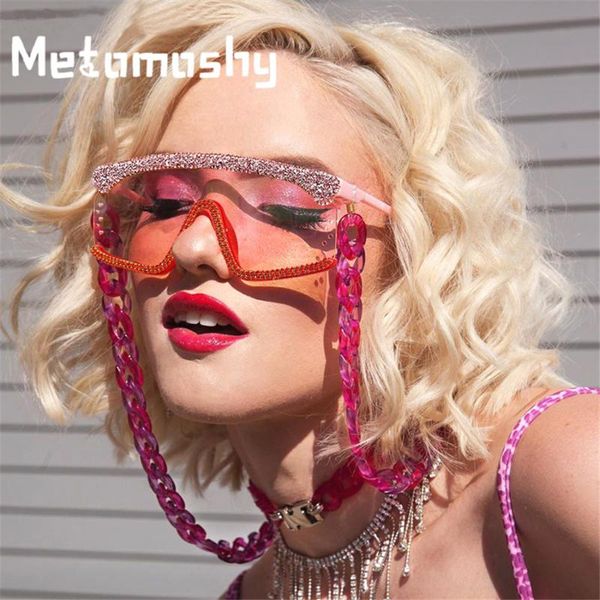 sunglasses 2021 oversized diamond women with glass chain one piece rhinestone square goggle men brand eyewear uv400, White;black
sunglasses 2021 oversized diamond women with glass chain one piece rhinestone square goggle men brand eyewear uv400, White;black