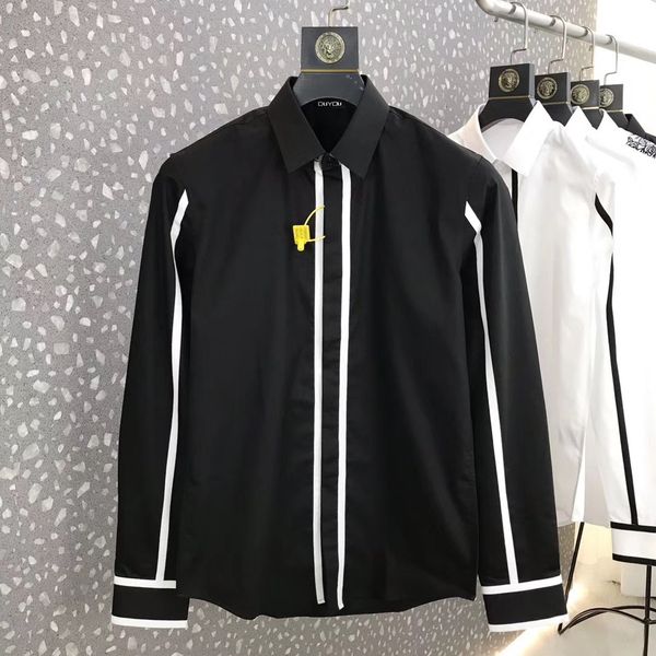 mens cotton dress shirt men ribbon line stitching slim fit casual shirts dy2905 46cp, White;black
mens cotton dress shirt men ribbon line stitching slim fit casual shirts dy2905 46cp, White;black