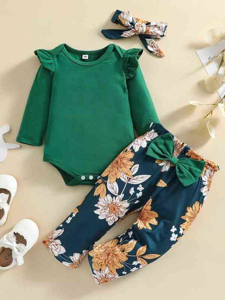 baby ruffle bodysuit & big bow floral print pants & headband she, Blue
baby ruffle bodysuit & big bow floral print pants & headband she, Blue