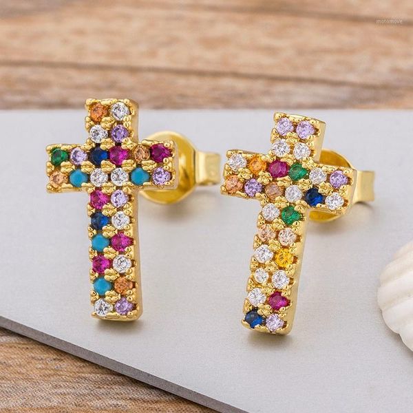 rainbow cross stud earrings gold color micro pave cz delicate fashion women girls fine party jewelry gift1, Golden;silver
rainbow cross stud earrings gold color micro pave cz delicate fashion women girls fine party jewelry gift1, Golden;silver