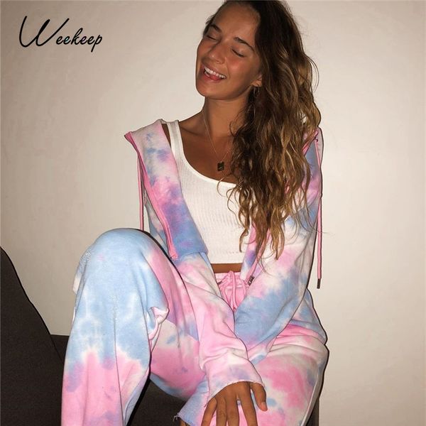 weekeep streetwear tie dye printed two piece set women autumn loose hooded sweatshirt and drawstring pants sets zipper tracksuit 201007, White
weekeep streetwear tie dye printed two piece set women autumn loose hooded sweatshirt and drawstring pants sets zipper tracksuit 201007, White