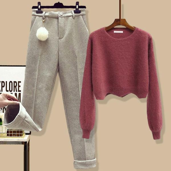women 2020 autumn winter fashion 2 piece sets female warm o-neck knitted sweater ladies harem woolen loose pants suits q162, Gray
women 2020 autumn winter fashion 2 piece sets female warm o-neck knitted sweater ladies harem woolen loose pants suits q162, Gray