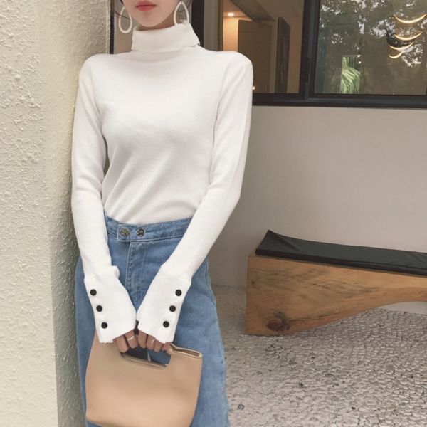 solid color turtleneck pullover pullover pulloverpulloverfor women 2019 autumn and winter korean style slim fit long sleeve button knitt, White;black
solid color turtleneck pullover pullover pulloverpulloverfor women 2019 autumn and winter korean style slim fit long sleeve button knitt, White;black