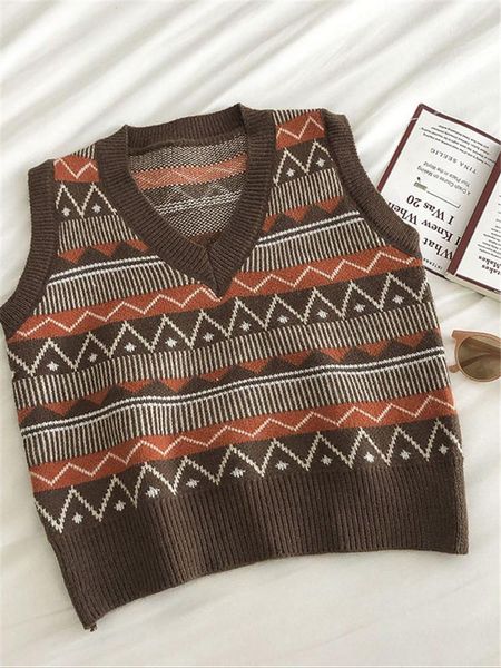 women's vests women vest sweater ins 2021 knitted loose vintage female v-neck korean waistcoat style sleeveless, Black;white
women's vests women vest sweater ins 2021 knitted loose vintage female v-neck korean waistcoat style sleeveless, Black;white