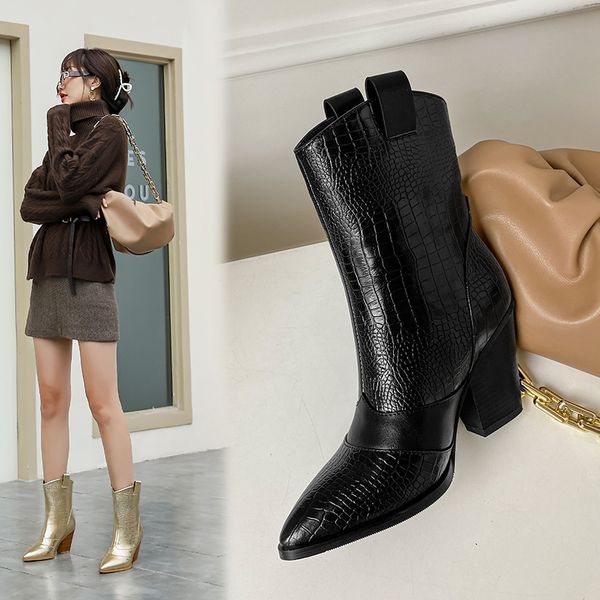 2020 autumn women western cowboy snake printing ankle for woman wedge boots high heels silver shoes jtk6, Black
2020 autumn women western cowboy snake printing ankle for woman wedge boots high heels silver shoes jtk6, Black