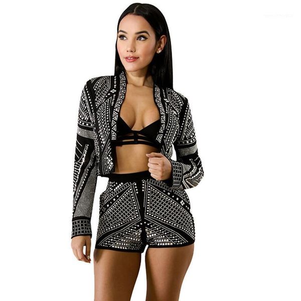 women's suits & blazers rivet short suit women two piece sets 2021 autumn winter sparkly blazer jacket and shorts night party outfits c, White;black
women's suits & blazers rivet short suit women two piece sets 2021 autumn winter sparkly blazer jacket and shorts night party outfits c, White;black
