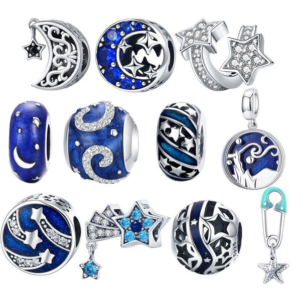 bisaer sterling blue stars moon snowflake perles star beads charms fit women charm bracelets silver 925 jewelry q1219, Bronze;silver
bisaer sterling blue stars moon snowflake perles star beads charms fit women charm bracelets silver 925 jewelry q1219, Bronze;silver