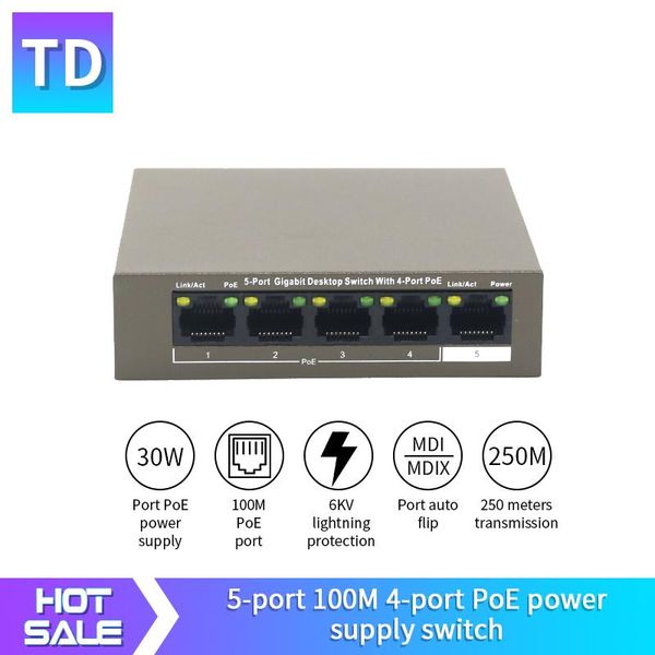 

network switches fsd glf1105p-4-63w ethernet switch 10/100mbps 5-port,250m long distance stable poe power supply, plug and play