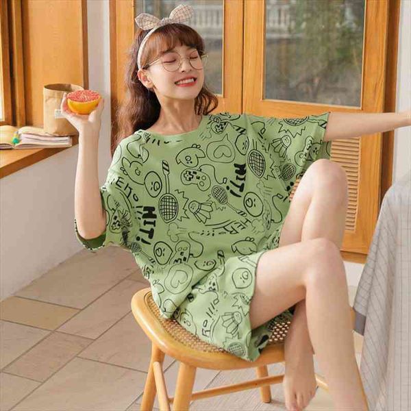 green cotton pajamas set for women cartoon printing casual home wear soft comfort sleepwear loose pijamas mujer pyjamas, Black;red
green cotton pajamas set for women cartoon printing casual home wear soft comfort sleepwear loose pijamas mujer pyjamas, Black;red