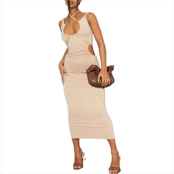 women solid color halter lace-up dress simple style slim fit sleeveless hollow out cross straps long dress, Black;gray
women solid color halter lace-up dress simple style slim fit sleeveless hollow out cross straps long dress, Black;gray