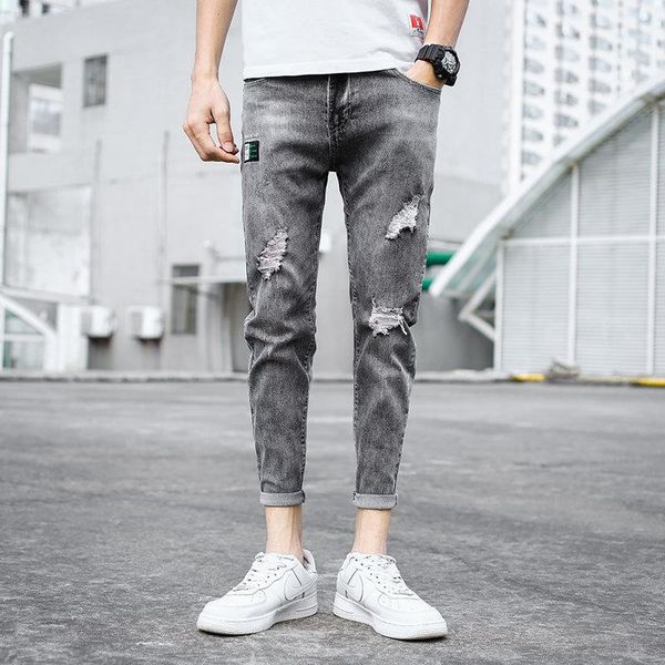 men's jeans spring autumn 2021 models korean youth small feet brand pants ripped teenagers pencil men, Blue
men's jeans spring autumn 2021 models korean youth small feet brand pants ripped teenagers pencil men, Blue