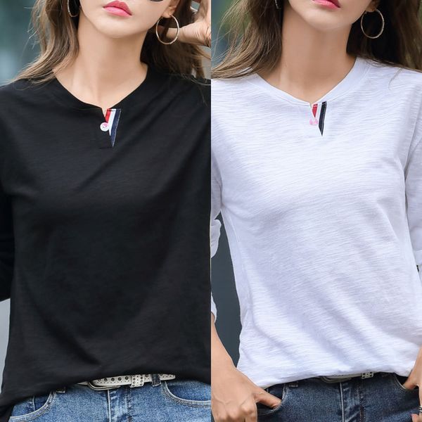 2020 осени новой корейского круглого top t- neck плитки хлопок с длинным рукавом футболка женской свободная рубашка дна top zjc44, White
2020 осени новой корейского круглого top t- neck плитки хлопок с длинным рукавом футболка женской свободная рубашка дна top zjc44, White