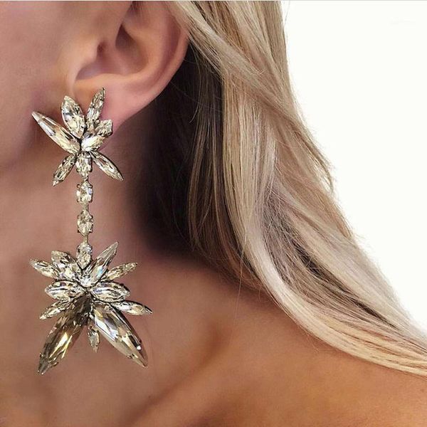 new bohemian luxury crystal flower dangle earrings for women wedding gift brand big long earrings drop jewelry wholesale1, Silver
new bohemian luxury crystal flower dangle earrings for women wedding gift brand big long earrings drop jewelry wholesale1, Silver