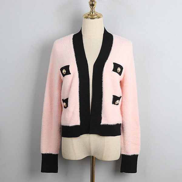 women's knits & tees 2021 dehaired angora short outerwear women contrast color button patchwork cardigan sweater 3 colors, White
women's knits & tees 2021 dehaired angora short outerwear women contrast color button patchwork cardigan sweater 3 colors, White