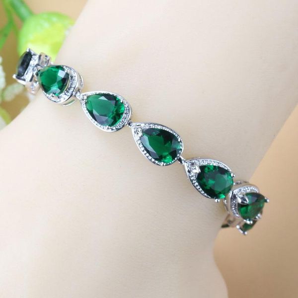 silver color selling water drop green zircon bracelet health fashion jewelry for women jewelry box sl133, Black
silver color selling water drop green zircon bracelet health fashion jewelry for women jewelry box sl133, Black