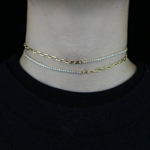 chokers punk simple paper clip asymmetry chain chocker necklaces iced out shiny cz zircons hip hop collar jewelry for woman gift, Golden;silver
chokers punk simple paper clip asymmetry chain chocker necklaces iced out shiny cz zircons hip hop collar jewelry for woman gift, Golden;silver