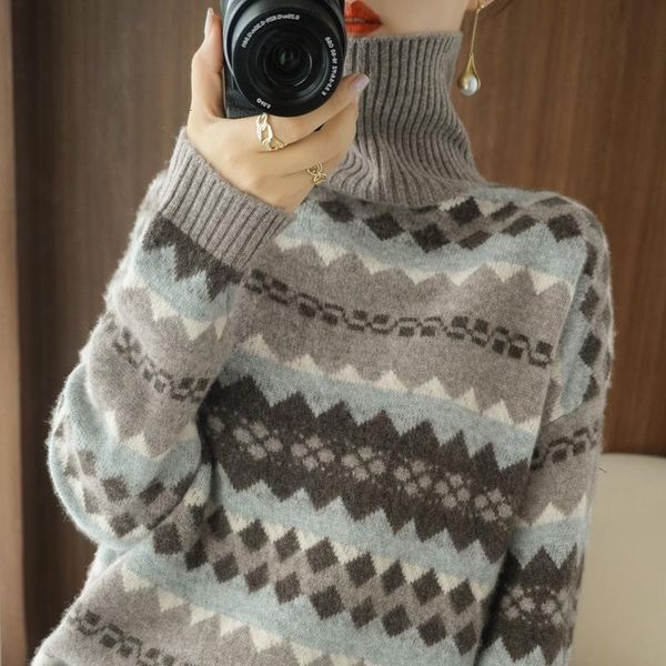 autumn 2021 and winter new women's high-collar knit loose national style lazybones sweater vfby, White;black
autumn 2021 and winter new women's high-collar knit loose national style lazybones sweater vfby, White;black