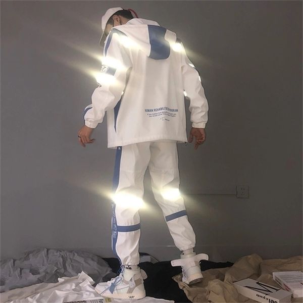 men sportswear spring autumn reflective set mens tracksuit patchwork hip hop sweatshirt+pants male casual jacket two track suit 201210, Gray
men sportswear spring autumn reflective set mens tracksuit patchwork hip hop sweatshirt+pants male casual jacket two track suit 201210, Gray