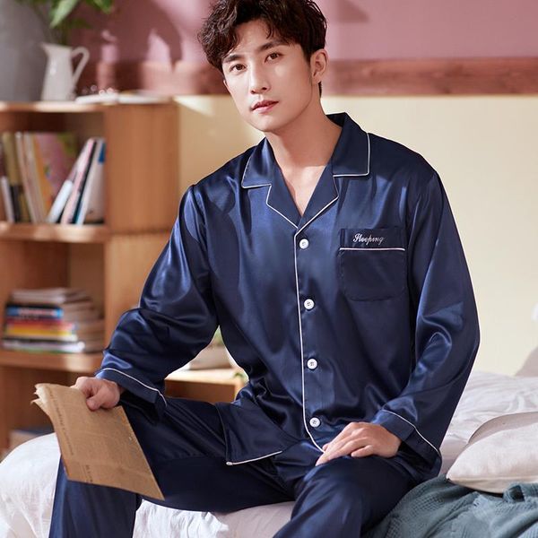 men's sleepwear spring suit pajamas set men autumn long sleeve ice silk korean loungewear satin pijama masculino homewear df50ps, Black;brown
men's sleepwear spring suit pajamas set men autumn long sleeve ice silk korean loungewear satin pijama masculino homewear df50ps, Black;brown