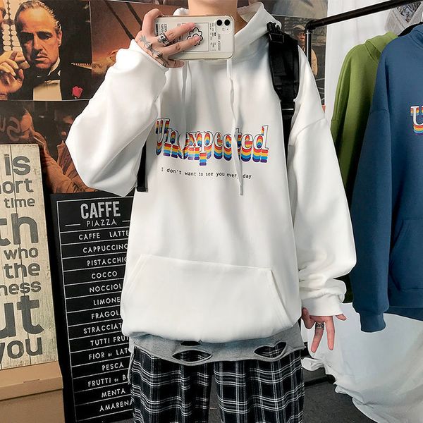 2021 new letter printed men hoodies autumn men's rainbow hooded sweatshirts man casual pullovers fashion male clothing dcoa, Black 
2021 new letter printed men hoodies autumn men's rainbow hooded sweatshirts man casual pullovers fashion male clothing dcoa, Black