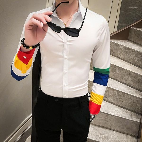 men's party casual shirt men slim long sleeve shirt men's fashion slim patchwork lapel white shirts blouse1, White;black
men's party casual shirt men slim long sleeve shirt men's fashion slim patchwork lapel white shirts blouse1, White;black