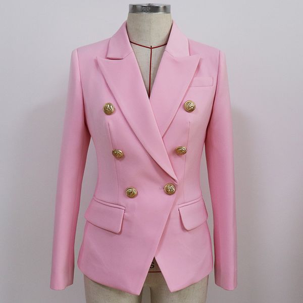 new fashion designer blazer women's slim fitting metal lion buttons double breasted blazer jacket baby pink 201114, White;black
new fashion designer blazer women's slim fitting metal lion buttons double breasted blazer jacket baby pink 201114, White;black