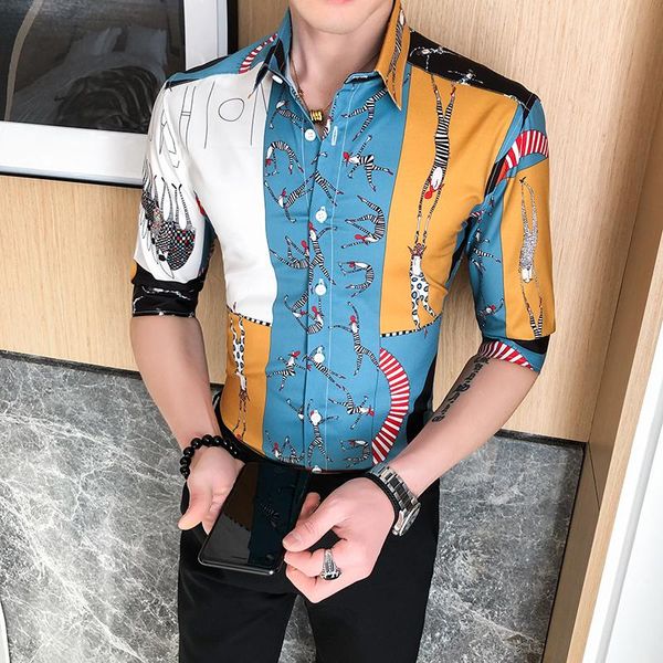 men's casual shirts fashion men shirt patchwork print breathable 3/4 sleeve high-quality brand 2021 korean style streetwear camisa, White;black
men's casual shirts fashion men shirt patchwork print breathable 3/4 sleeve high-quality brand 2021 korean style streetwear camisa, White;black