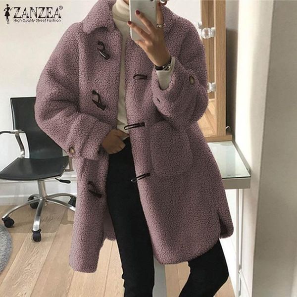 women's jackets zanzea 2021 women lapel winter full sleeve outwear vintage warm coats casual loose horn buttons plush overcoat plus siz, Black;brown
women's jackets zanzea 2021 women lapel winter full sleeve outwear vintage warm coats casual loose horn buttons plush overcoat plus siz, Black;brown